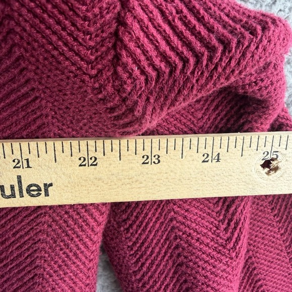 Chaps Ralph Lauren Mens Large Burgundy Chevron Cotton Knit Sweater Vintage - Picture 6 of 11